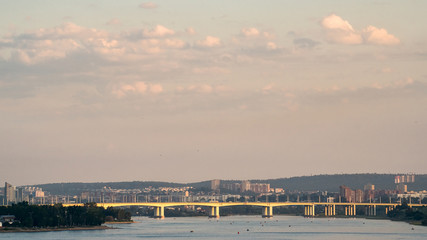 View of the Academic Bridge over the Angara River in Irkutsk