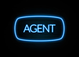 Agent  - colorful Neon Sign on brickwall