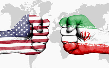 Conflict between USA and Iran - male fists