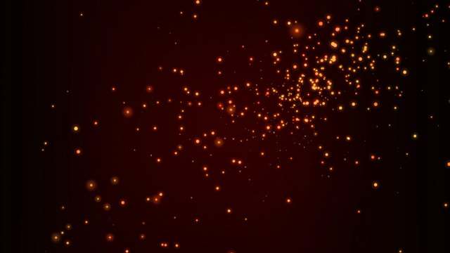 Gold Particles On Dark Red Background Christmas Holidays Concept