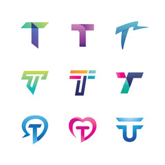 Abstract Letter T Logo Set