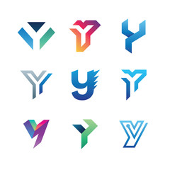Abstract Letter Y Logo Set - obrazy, fototapety, plakaty
