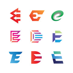 Abstract Letter E Logo Set