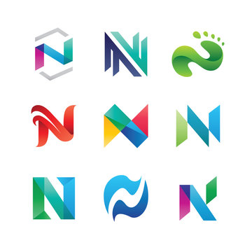 Abstract Letter N Logo Set