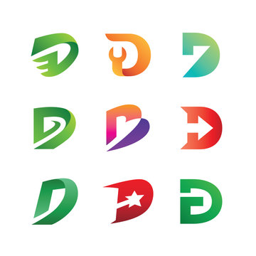 Abstract Letter D Logo Set