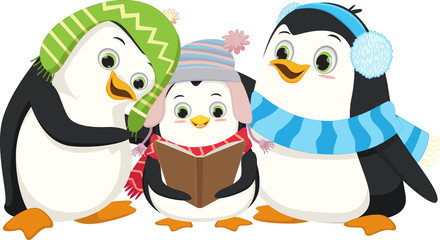 Cute Penguins Singing Christmas Carol 