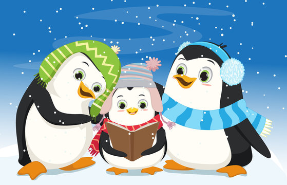 Cute Penguins Singing Christmas Carol 