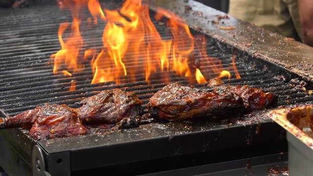 bbq chicken basted in sauce 4k