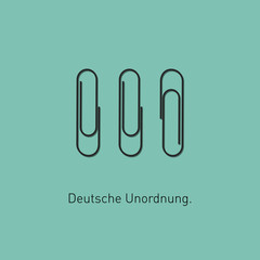 Minimalistic and funny concept of paperclip chaos Germany style. Vector illustration. Modern flat design.