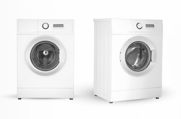 modern electric washing machine two positions on a white background