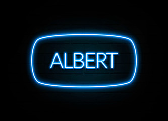 Albert  - colorful Neon Sign on brickwall