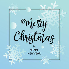 Merry Christmas and Happy New Year postcard with calligraphic text.