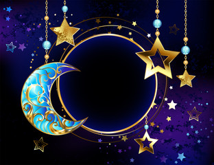 Round banner with jewelry crescent moon © Nelli Valova
