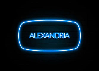 Alexandria  - colorful Neon Sign on brickwall