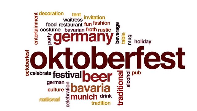 Oktoberfest animated word cloud, text design animation.