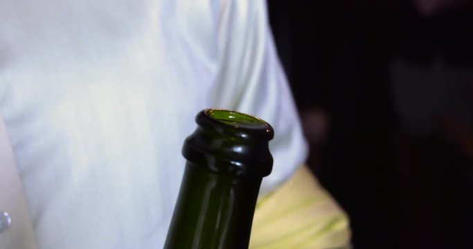 champagne cork popped close up steam vapour releases 4k