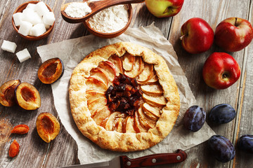 Galette with apples and plums