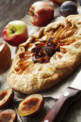 Galette with apples and plums