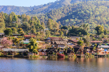 Fototapeta na wymiar Santichon or Thai Yunnan Chinese Cultural Village where Yunnan tribesmen have moved to live. This village is one of the most popular attractions of Pai, Mae Hong Son, Thailand. 
