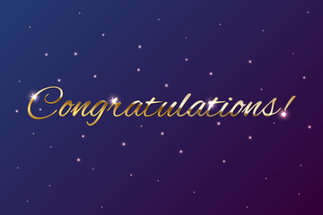 Congratulations golden sign on holiday background. Vector illustration.