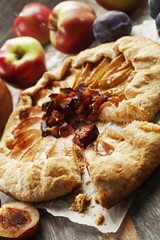 Galette with apples and plums