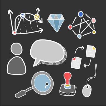 Doodle set of computer network icons