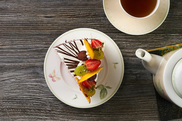 Delicious tart with fresh fruits