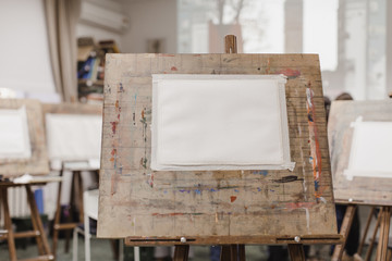 Sheet of paper on easel