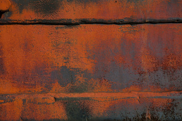 Background, texture, empty space for design. Rough, rough surface. Rusted metal surface closeup. Place for text