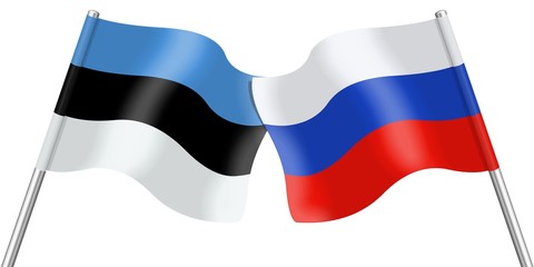 Flags. Estonia and Russia