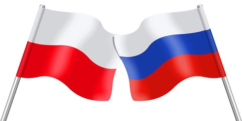 Flags. Poland and Russia