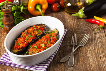 Stuffed aubergine.