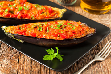 Stuffed aubergine.