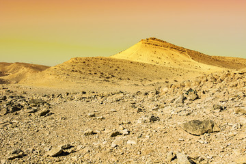 Desert in Israel at sunrise