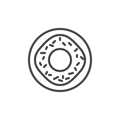 Donut line icon, outline vector sign, linear style pictogram isolated on white. Symbol, logo illustration. Editable stroke