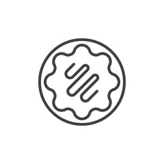 Obraz premium Doughnut line icon, outline vector sign, linear style pictogram isolated on white. Sweet dessert symbol, logo illustration. Editable stroke