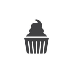 Cream cupcake icon vector, filled flat sign, solid pictogram isolated on white. Symbol, logo illustration.