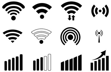Black wifi vector icons pack