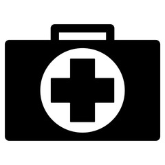 Medical black briefcase vector icon