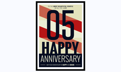 Naklejka na ściany i meble 5 Years Happy Anniversary (Vector Illustration Poster Design)