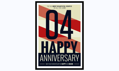 Fototapeta na wymiar 4 Years Happy Anniversary (Vector Illustration Poster Design)