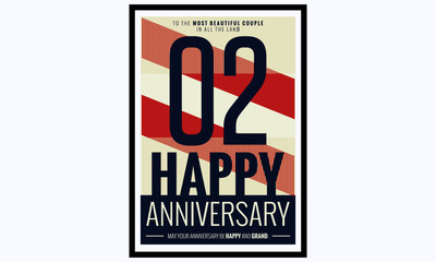 2 Years Happy Anniversary (Vector Illustration Poster Design)