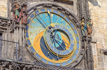 Fototapeta na wymiar Prague astronomical clock on the Staromestske Square