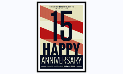 15 Years Happy Anniversary (Vector Illustration Poster Design)