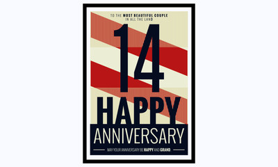 14 Years Happy Anniversary (Vector Illustration Poster Design)
