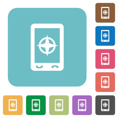 Mobile compass rounded square flat icons