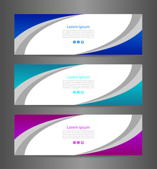 Fototapeta premium Set three colorful abstract modern banner texture. Vector banner background for web banner design