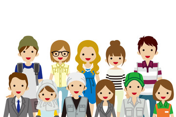 Assembling Young Adults people, Waist up