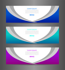 Naklejka premium Set three colorful abstract modern banner texture. Vector banner background for web banner design