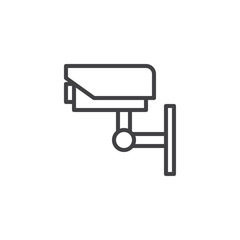 Cctv camera line icon, outline vector sign, linear style pictogram isolated on white. Video Surveillance Symbol, logo illustration. Editable stroke